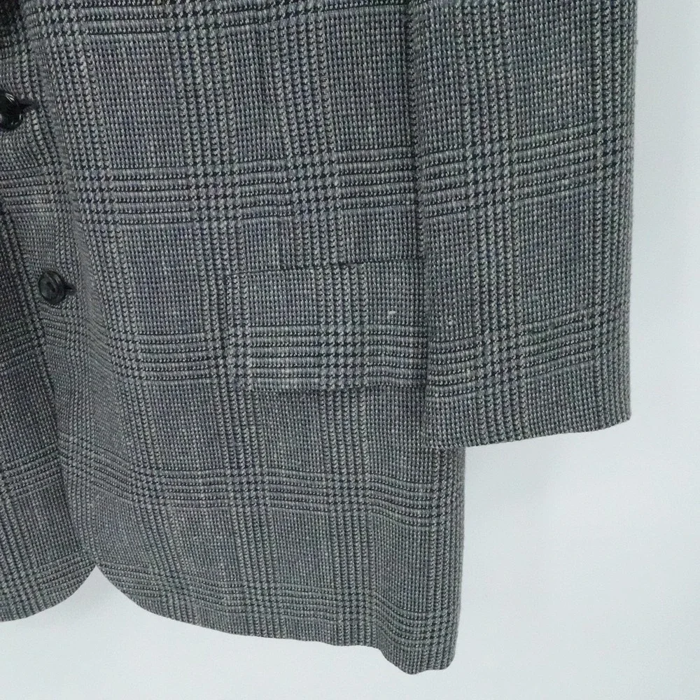 Oxxford Clothes Neiman Marcus Sport Coat Mens 44S Gray‎ Glen Plaid Wool